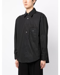 Мужская черная рубашка с длинным рукавом с принтом от Wooyoungmi