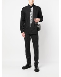 Мужская черная рубашка с длинным рукавом с принтом от Just Cavalli
