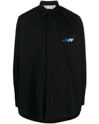 Мужская черная рубашка с длинным рукавом с принтом от Off-White
