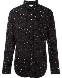 Мужская черная рубашка с длинным рукавом с принтом от Saint Laurent