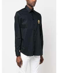 Мужская черная рубашка с длинным рукавом с принтом от Billionaire