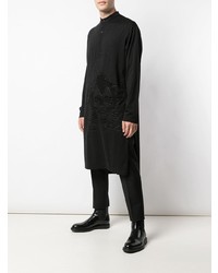 Мужская черная рубашка с длинным рукавом с принтом от Yohji Yamamoto