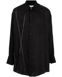 Мужская черная рубашка с длинным рукавом с принтом от Sulvam