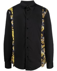 Мужская черная рубашка с длинным рукавом с принтом от VERSACE JEANS COUTURE