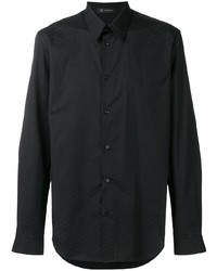 Мужская черная рубашка с длинным рукавом с принтом от Versace
