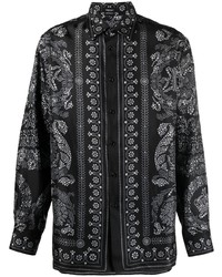 Мужская черная рубашка с длинным рукавом с принтом от Versace