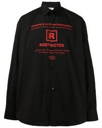 Мужская черная рубашка с длинным рукавом с принтом от Vetements