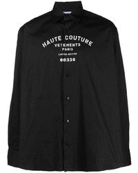Мужская черная рубашка с длинным рукавом с принтом от Vetements