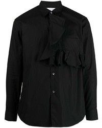 Мужская черная рубашка с длинным рукавом с рюшами от Comme Des Garcons SHIRT