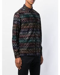 Мужская черная рубашка с длинным рукавом с узором зигзаг от Missoni