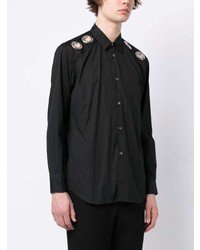 Мужская черная рубашка с длинным рукавом с украшением от Comme Des Garcons SHIRT