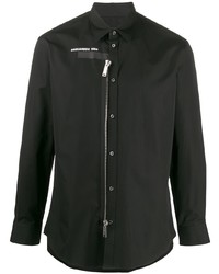 Мужская черная рубашка с длинным рукавом с украшением от DSQUARED2