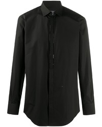 Мужская черная рубашка с длинным рукавом с украшением от DSQUARED2