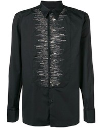 Мужская черная рубашка с длинным рукавом с украшением от Givenchy