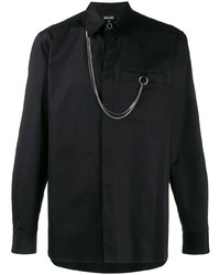 Мужская черная рубашка с длинным рукавом с украшением от Just Cavalli