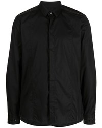 Мужская черная рубашка с длинным рукавом с украшением от Les Hommes