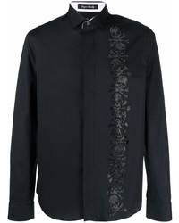 Мужская черная рубашка с длинным рукавом с украшением от Philipp Plein