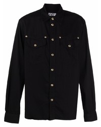 Мужская черная рубашка с длинным рукавом с украшением от VERSACE JEANS COUTURE