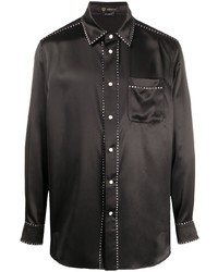 Мужская черная рубашка с длинным рукавом с украшением от Versace