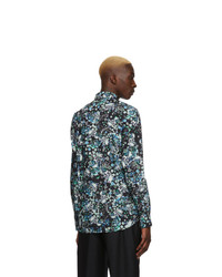 Мужская черная рубашка с длинным рукавом с цветочным принтом от Givenchy
