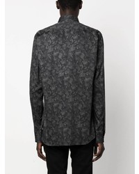 Мужская черная рубашка с длинным рукавом с цветочным принтом от Karl Lagerfeld