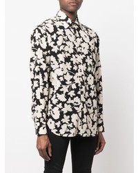 Мужская черная рубашка с длинным рукавом с цветочным принтом от Tom Ford