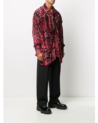 Мужская черная рубашка с длинным рукавом с цветочным принтом от Y/Project