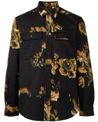 Мужская черная рубашка с длинным рукавом с цветочным принтом от Paul Smith