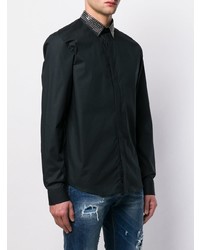 Мужская черная рубашка с длинным рукавом с шипами от Frankie Morello