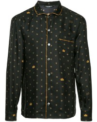 Мужская черная рубашка с длинным рукавом со звездами от Dolce & Gabbana