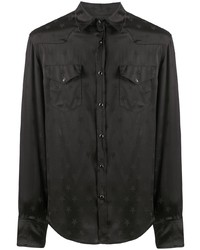 Мужская черная рубашка с длинным рукавом со звездами от Laneus