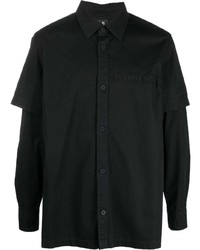 Мужская черная рубашка с длинным рукавом от 44 label group