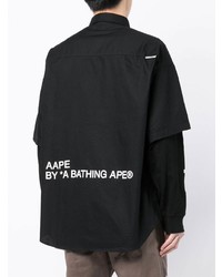 Мужская черная рубашка с длинным рукавом от AAPE BY A BATHING APE