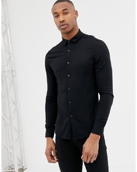 Мужская черная рубашка с длинным рукавом от ASOS DESIGN