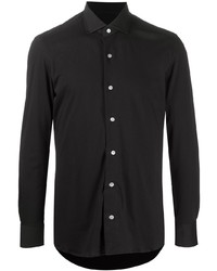 Мужская черная рубашка с длинным рукавом от Boglioli