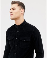 Мужская черная рубашка с длинным рукавом от Burton Menswear