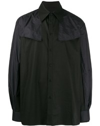 Мужская черная рубашка с длинным рукавом от D.GNAK