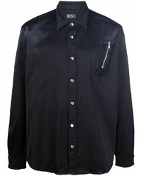 Мужская черная рубашка с длинным рукавом от Diesel