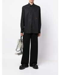 Мужская черная рубашка с длинным рукавом от 424