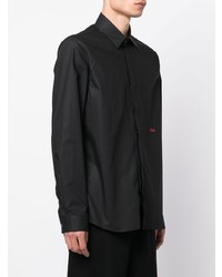 Мужская черная рубашка с длинным рукавом от 424