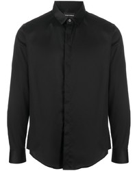 Мужская черная рубашка с длинным рукавом от Emporio Armani