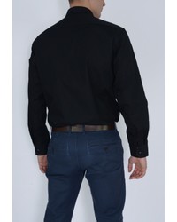 Мужская черная рубашка с длинным рукавом от Eterna