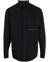 Мужская черная рубашка с длинным рукавом от GR10K