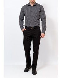 Мужская черная рубашка с длинным рукавом от GREG