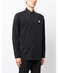 Мужская черная рубашка с длинным рукавом от Karl Lagerfeld