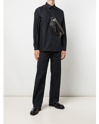 Мужская черная рубашка с длинным рукавом от Xander Zhou