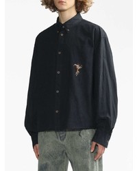 Мужская черная рубашка с длинным рукавом от Doublet