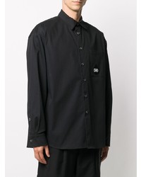 Мужская черная рубашка с длинным рукавом от DUOltd