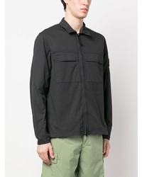 Мужская черная рубашка с длинным рукавом от Stone Island