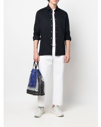 Мужская черная рубашка с длинным рукавом от Kiton